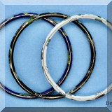 J11. 3 Cloisonne bangles in black, white and royal blue. - $ 